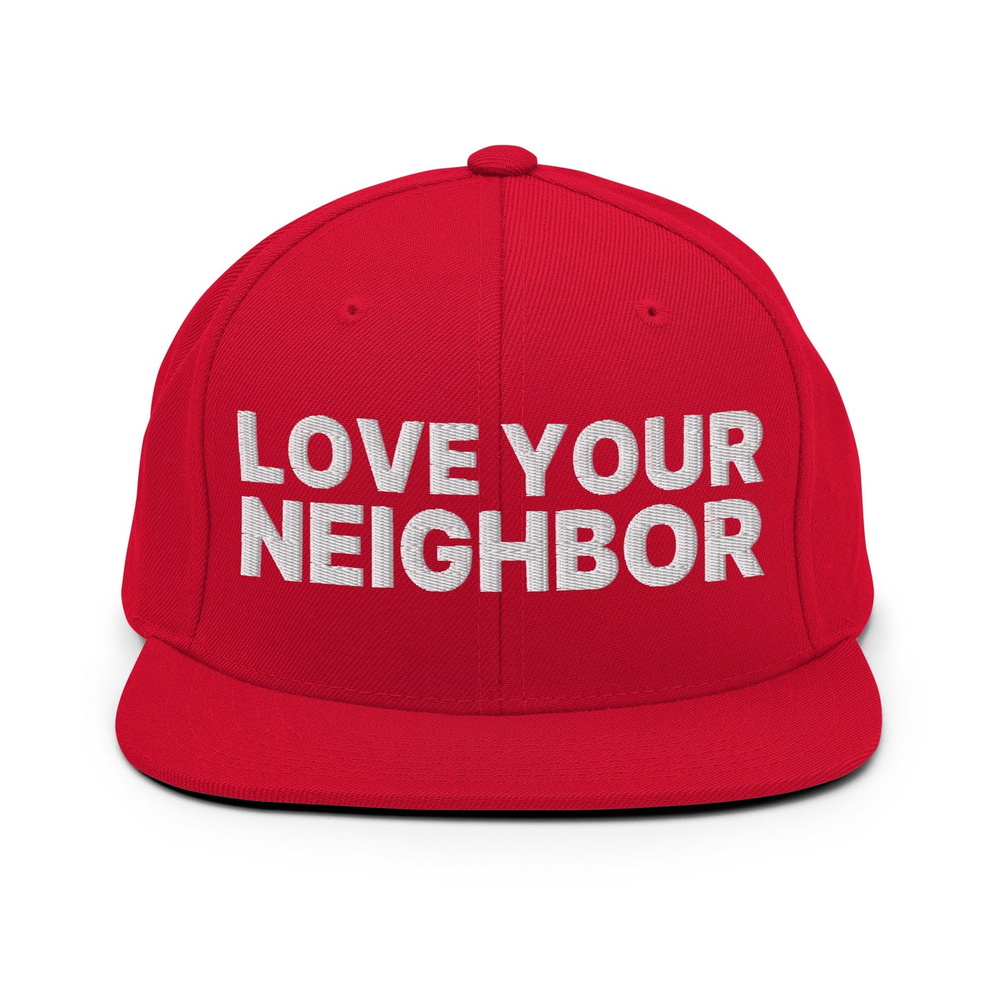 Love Your Neighbor Snapback Hat Red