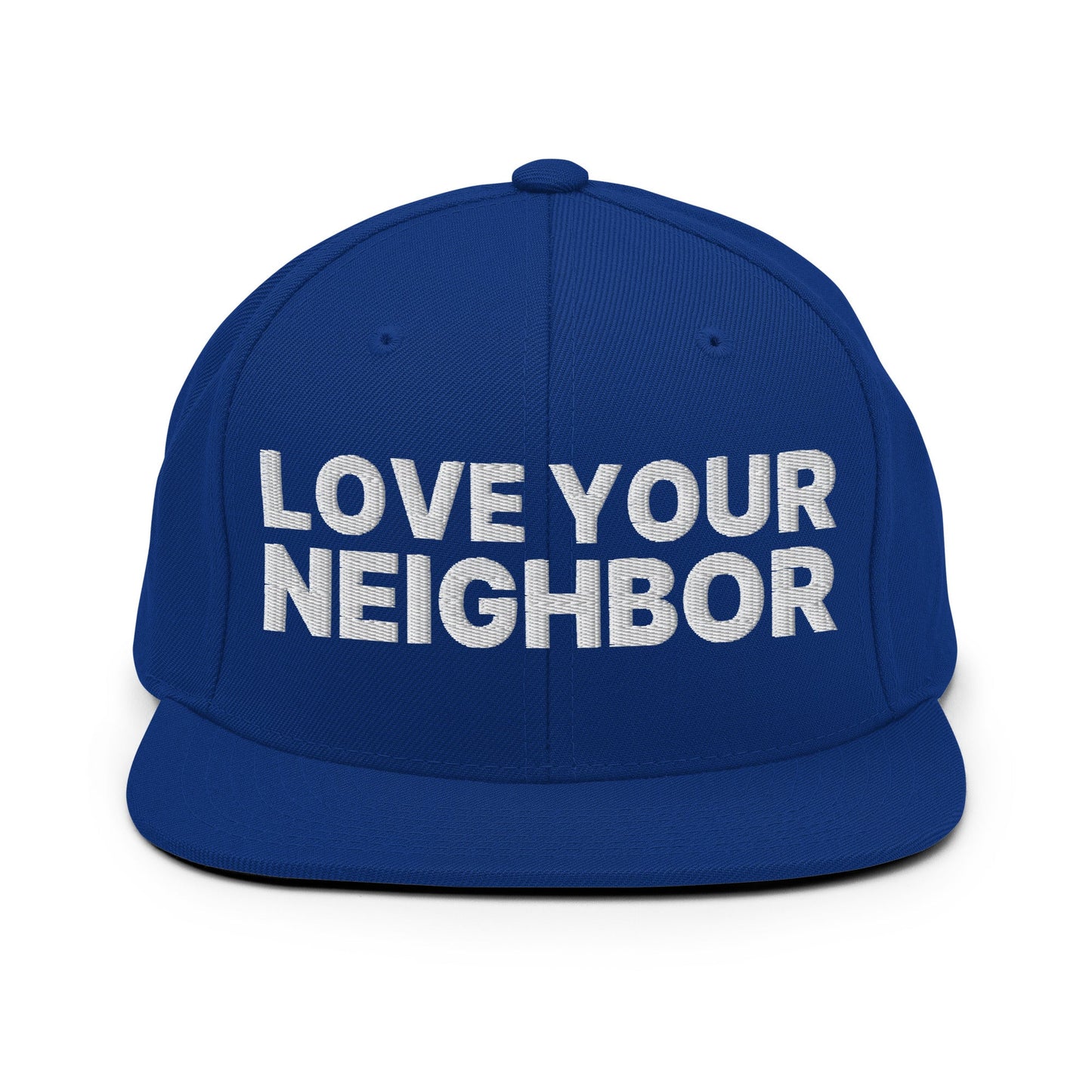 Love Your Neighbor Snapback Hat Royal Blue