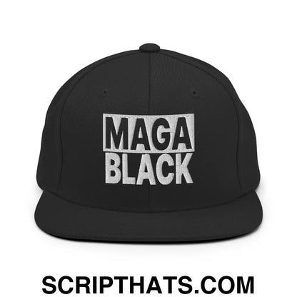 MAGA Black Flat Bill Brim Snapback Hat Black