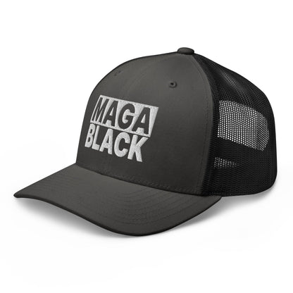 MAGA Black Retro Trucker Hat Charcoal Black