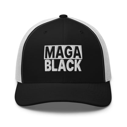 MAGA Black Retro Trucker Hat Black White