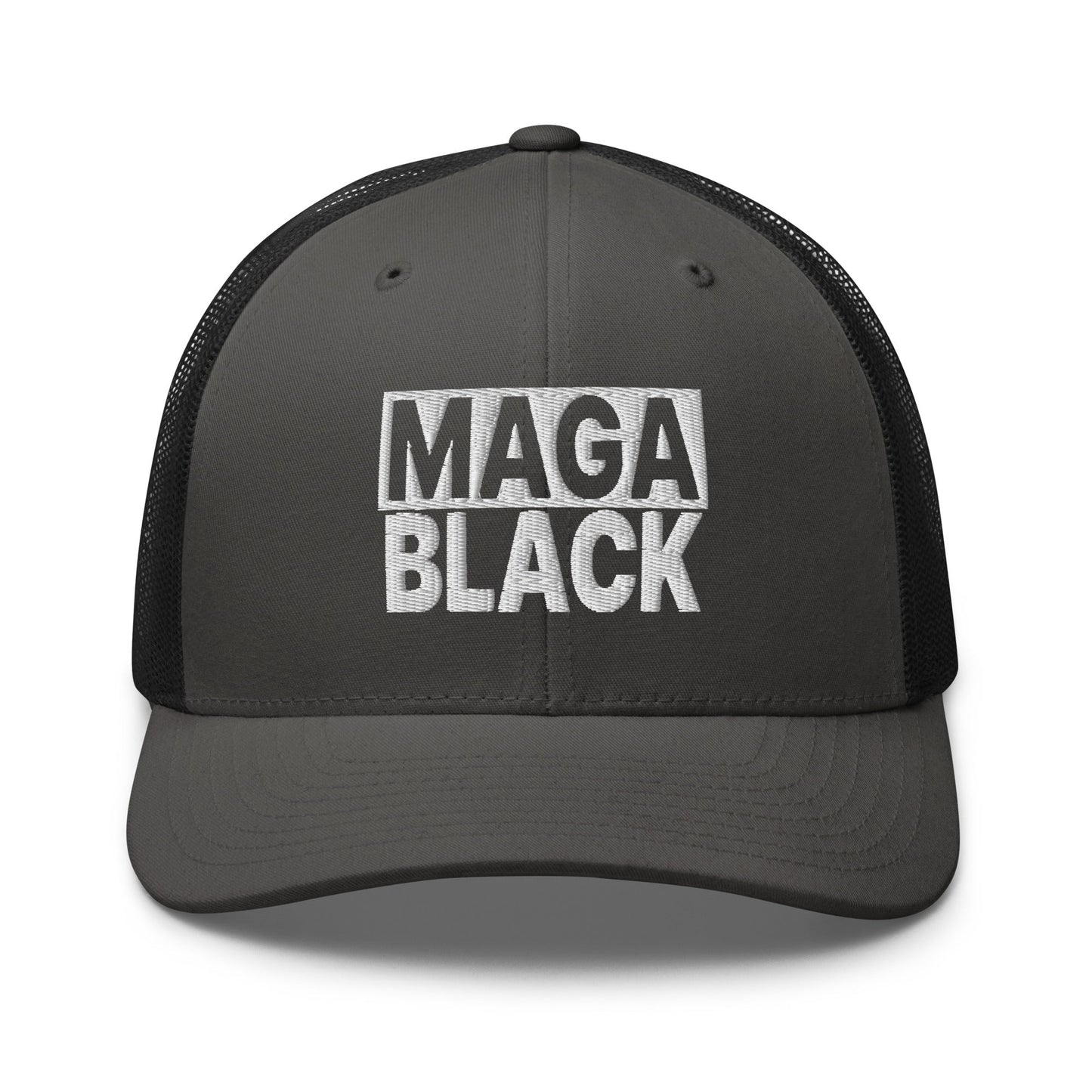 MAGA Black Retro Trucker Hat Charcoal Black