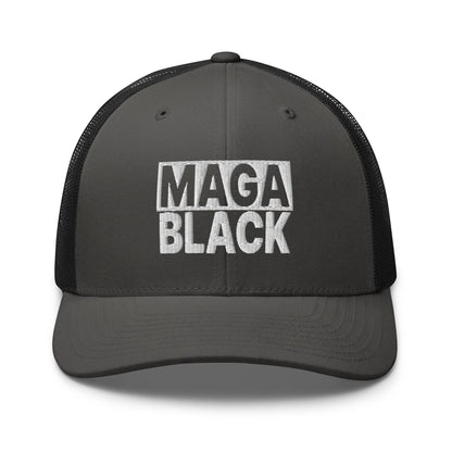 MAGA Black Retro Trucker Hat Charcoal Black