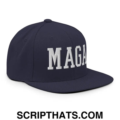 MAGA Block Flat Bill Brim Snapback Hat Navy