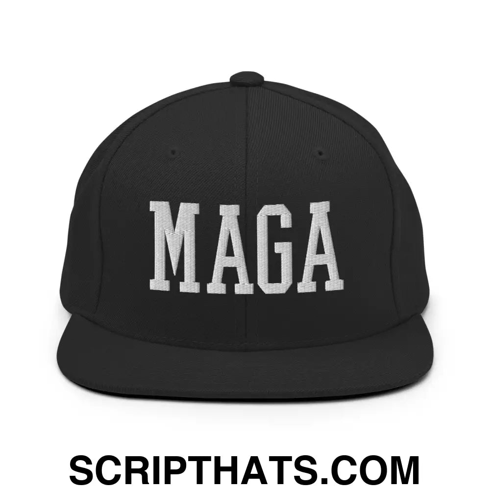 MAGA Block Flat Bill Brim Snapback Hat Black