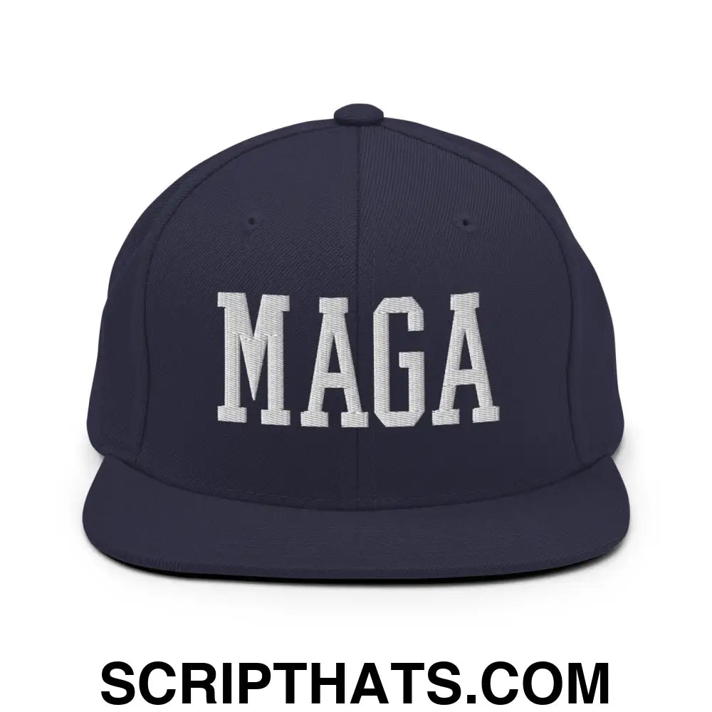 MAGA Block Flat Bill Brim Snapback Hat Navy