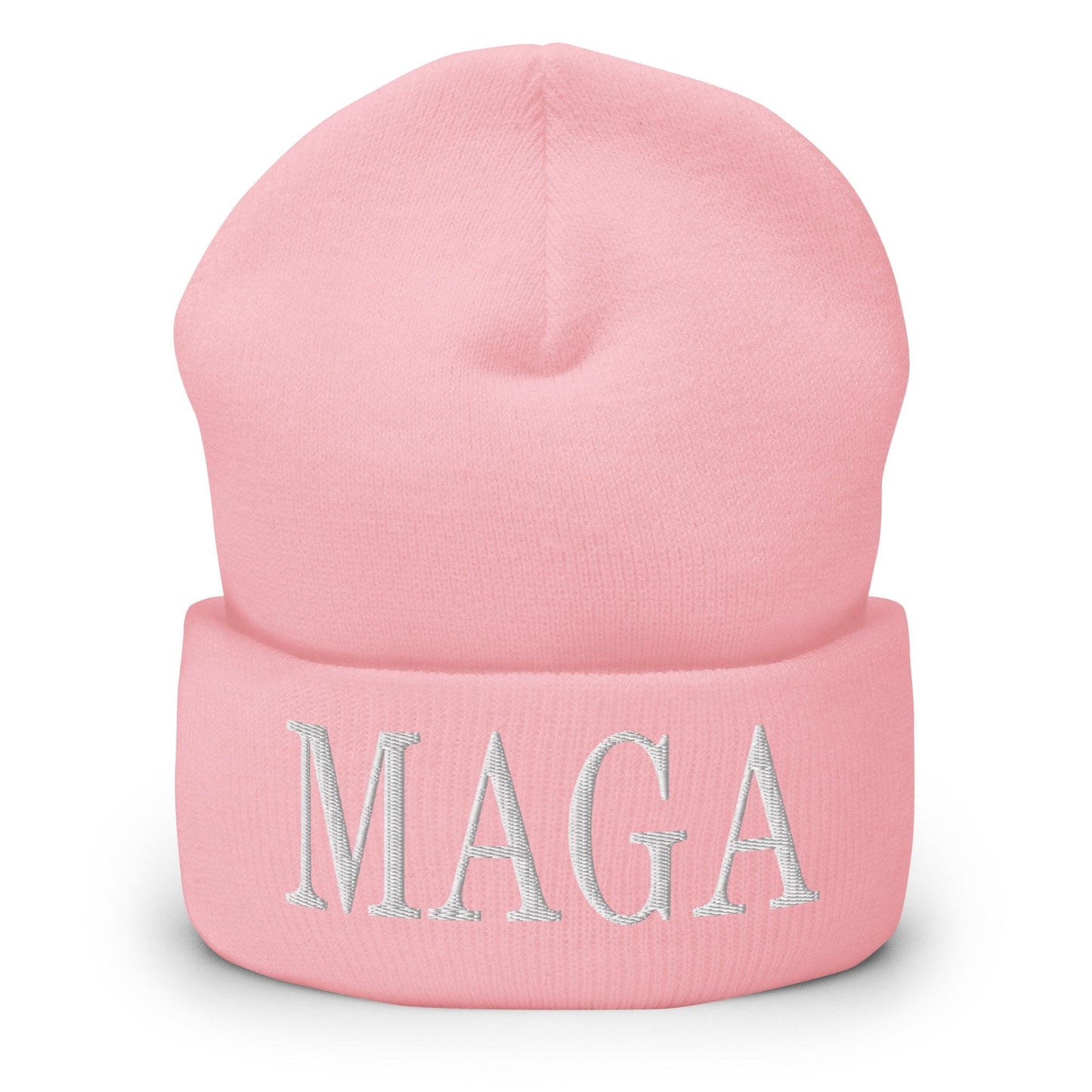 MAGA Make America Great Again Embroidered Knit Cuffed Beanie Baby Pink