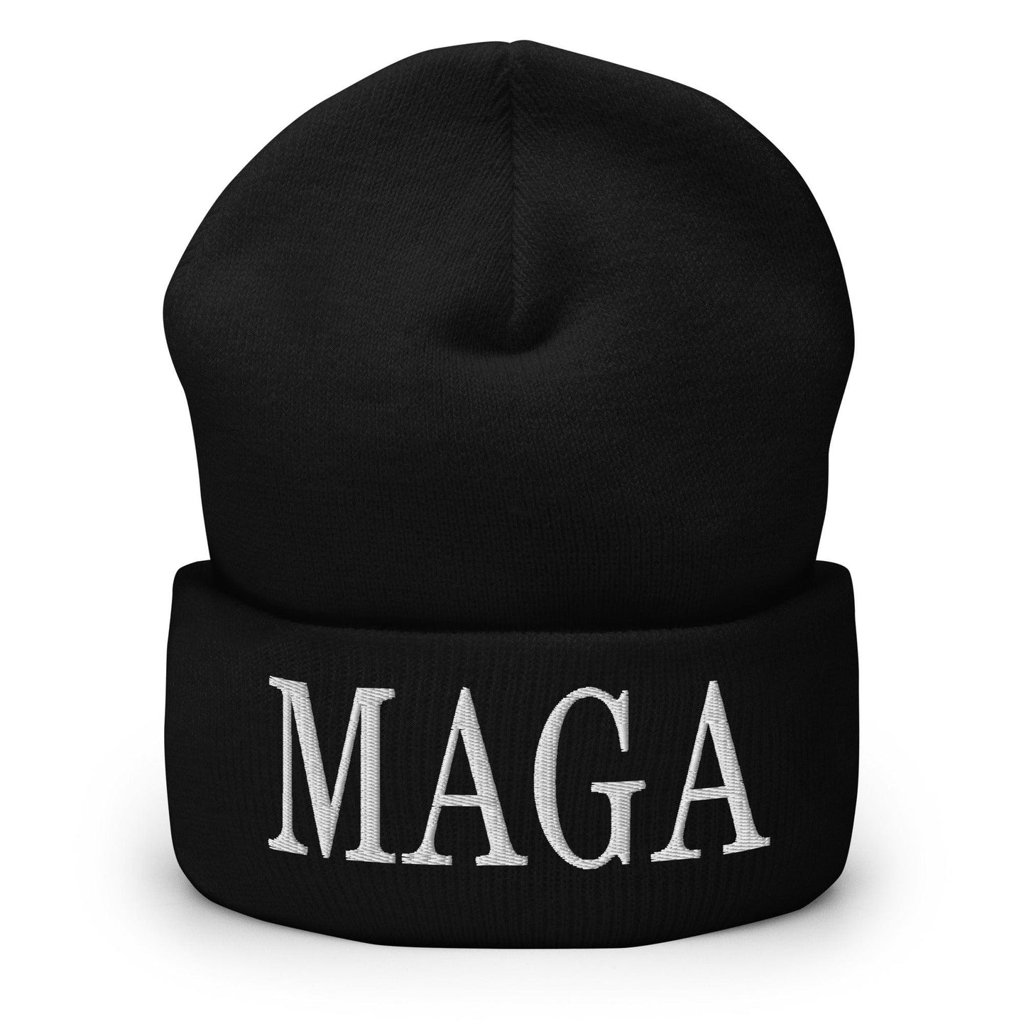 MAGA Make America Great Again Embroidered Knit Cuffed Beanie Black