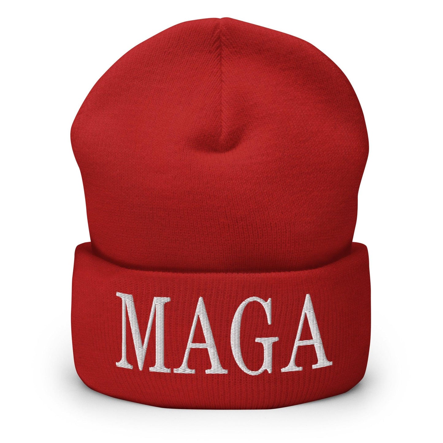 MAGA Make America Great Again Embroidered Knit Cuffed Beanie Red