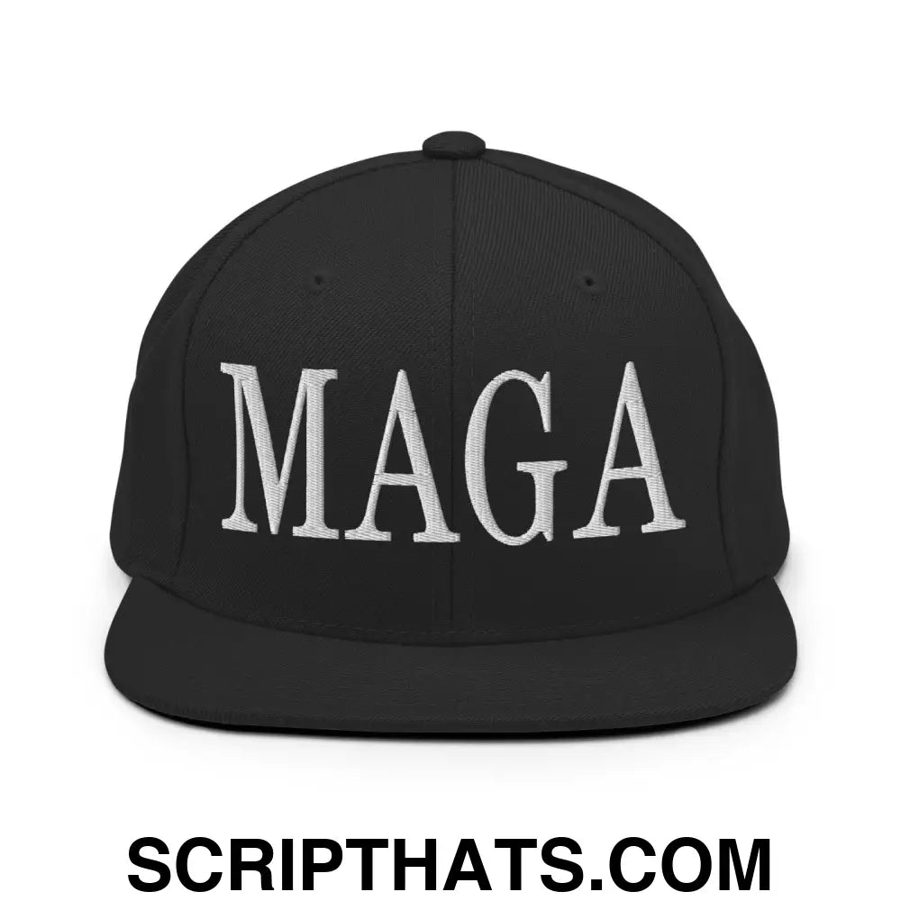 MAGA Make America Great Again Flat Bill Brim Snapback Hat Black