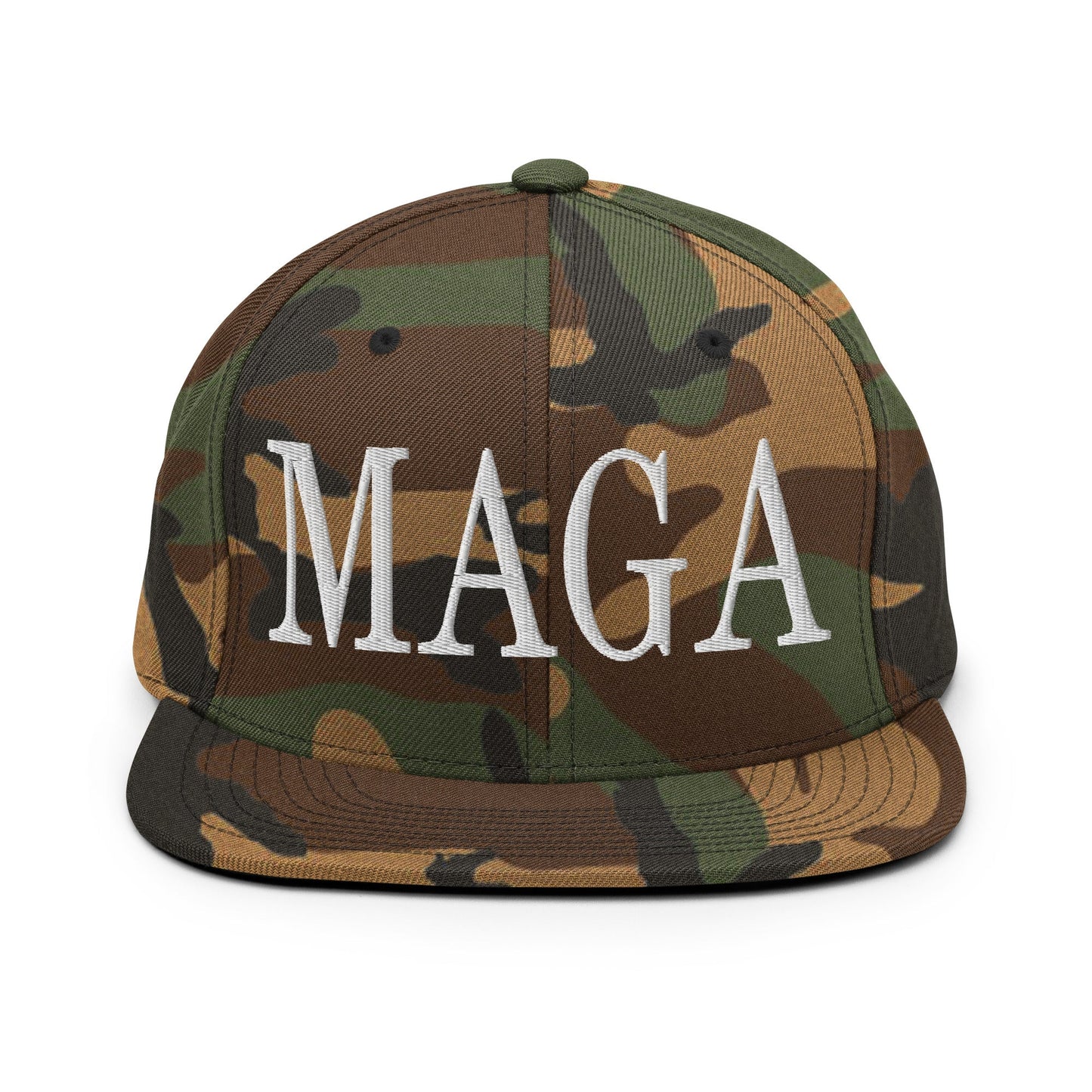 MAGA Make America Great Again Flat Bill Brim Snapback Hat Green Camo