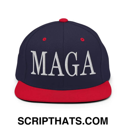 MAGA Make America Great Again Flat Bill Brim Snapback Hat Navy Red