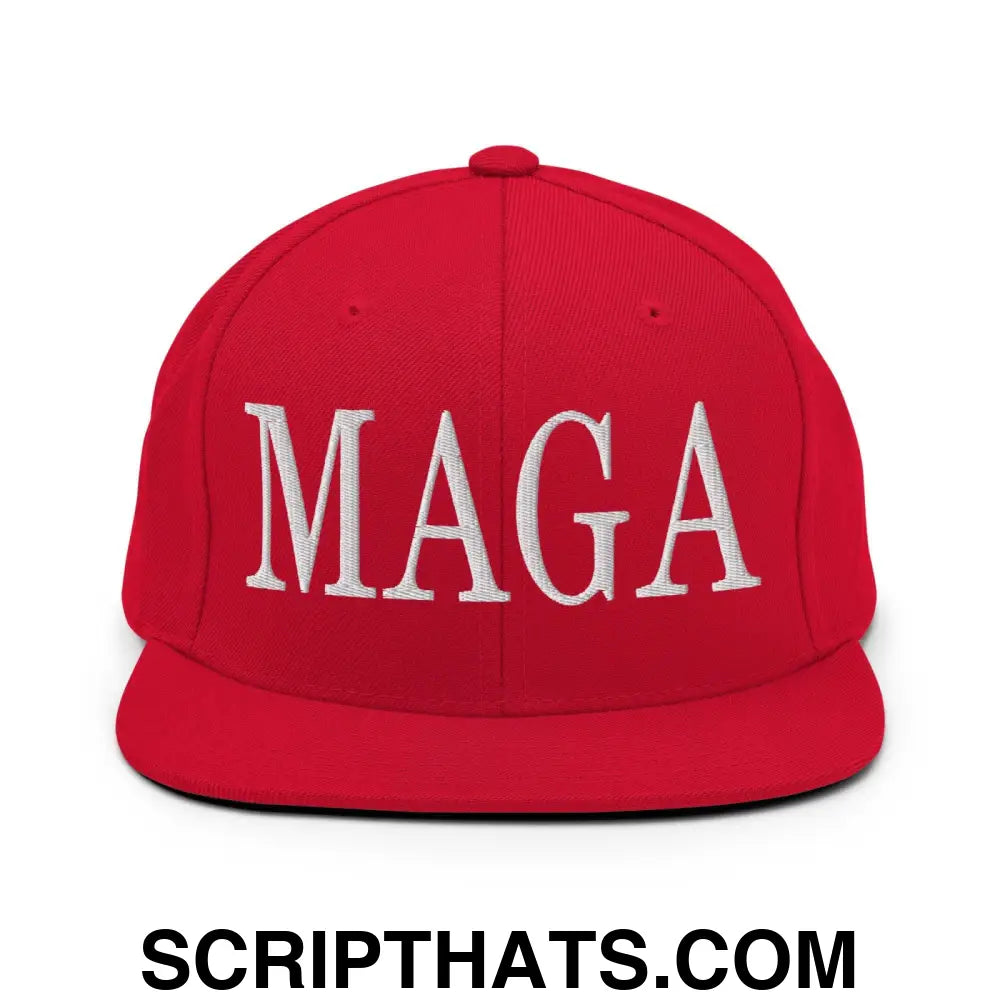 MAGA Make America Great Again Flat Bill Brim Snapback Hat Red