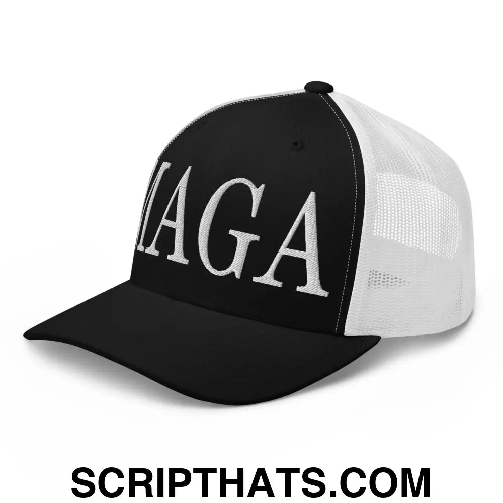 MAGA Make America Great Again Retro Trucker Hat Black White