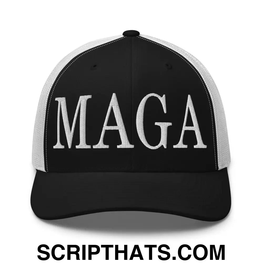 MAGA Make America Great Again Retro Trucker Hat Black White