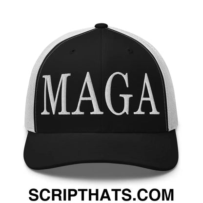 MAGA Make America Great Again Retro Trucker Hat Black White