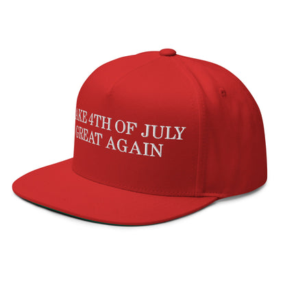Make 4th of July Great Again Funny Flat Bill Brim Snapback Hat Red