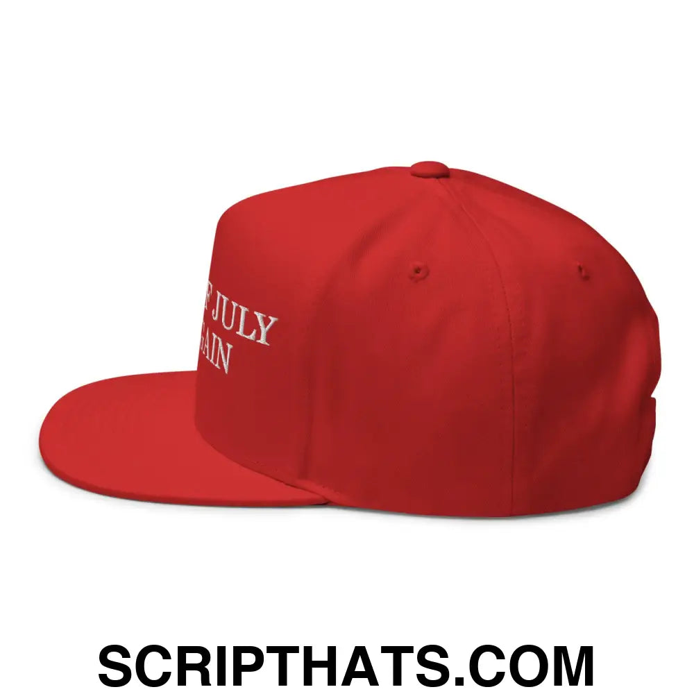 Make 4th of July Great Again Funny Flat Bill Brim Snapback Hat Red