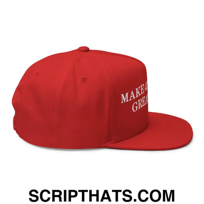 Make 4th of July Great Again Funny Flat Bill Brim Snapback Hat Red