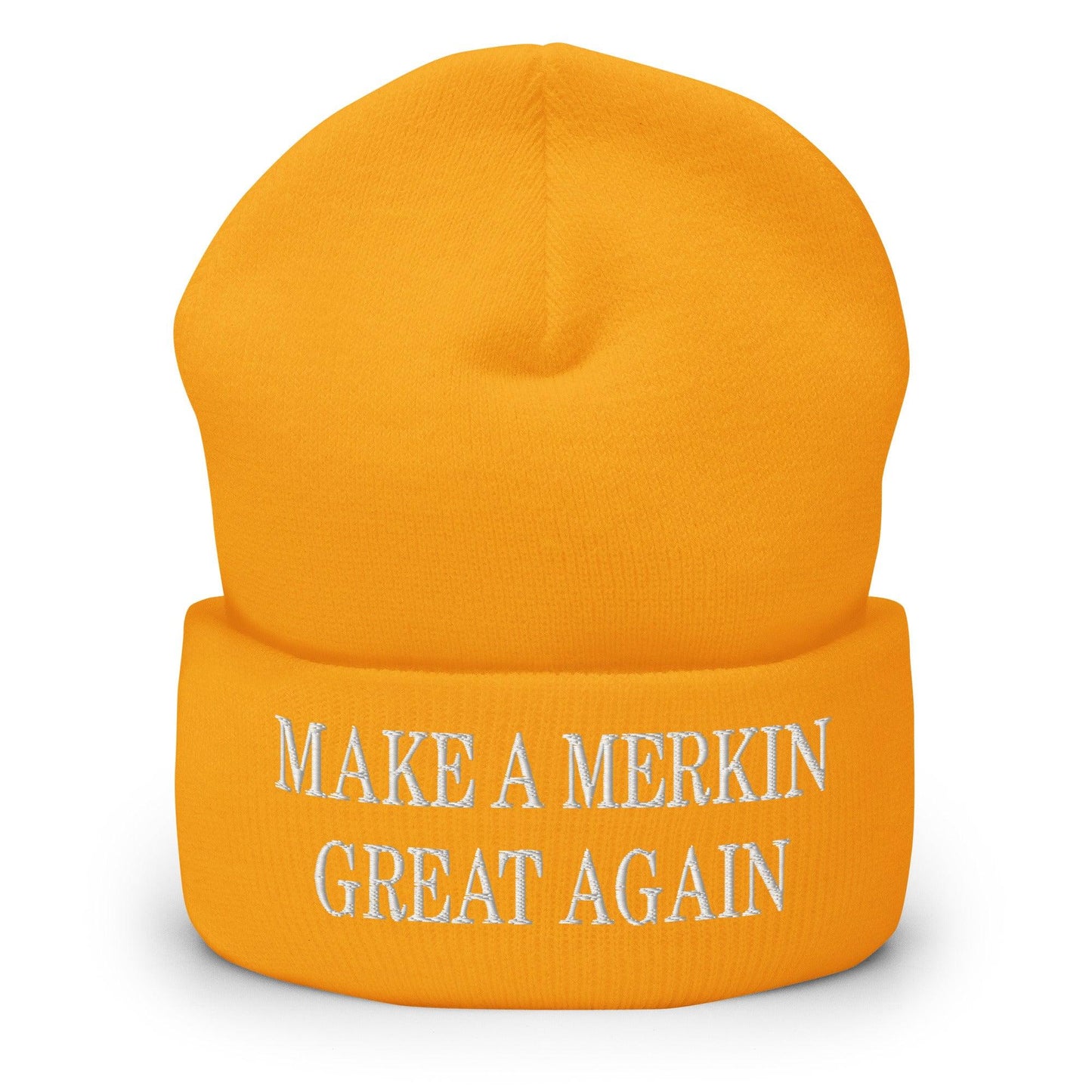 Make A Merkin Great Again Embroidered Knit Cuffed Beanie Gold