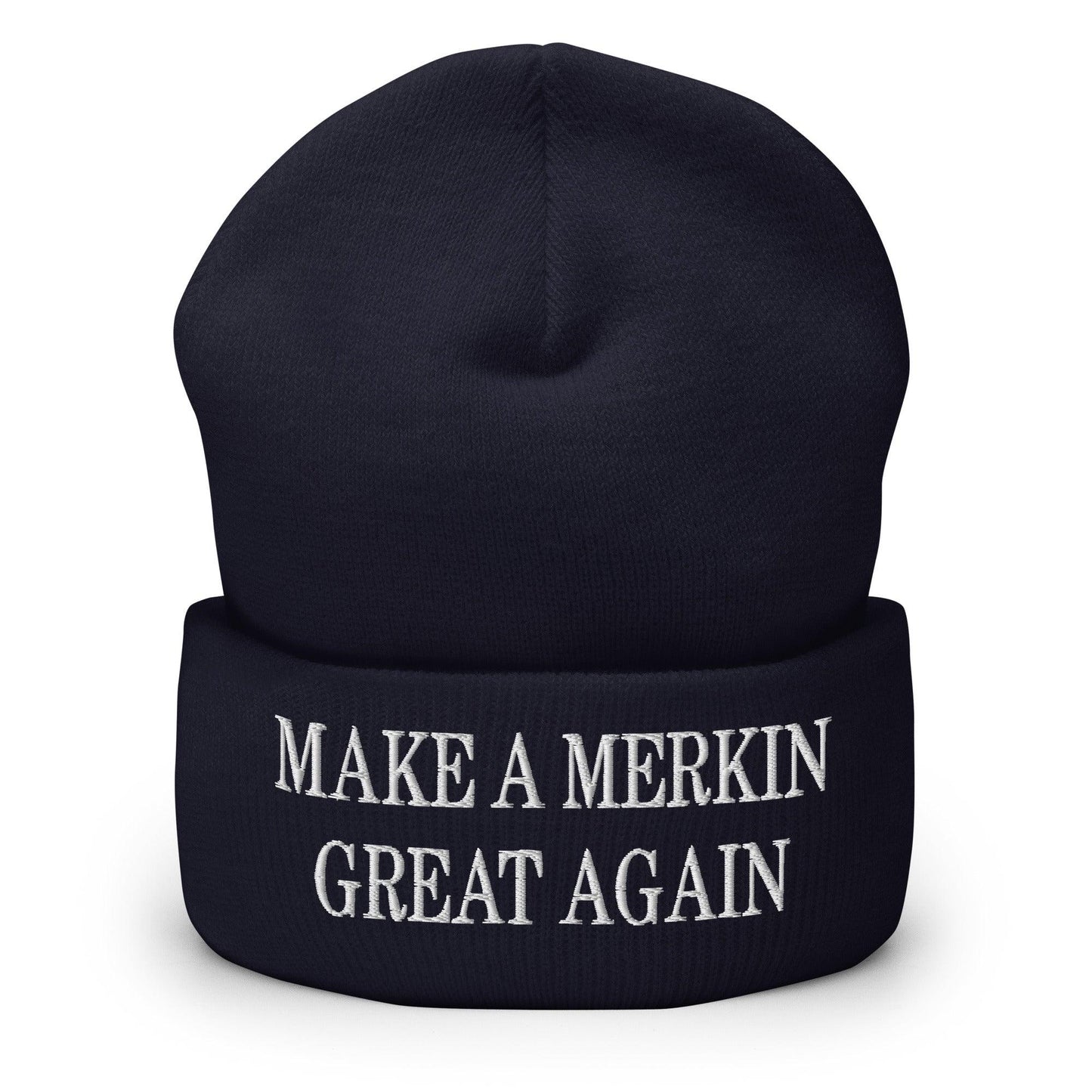 Make A Merkin Great Again Embroidered Knit Cuffed Beanie Navy