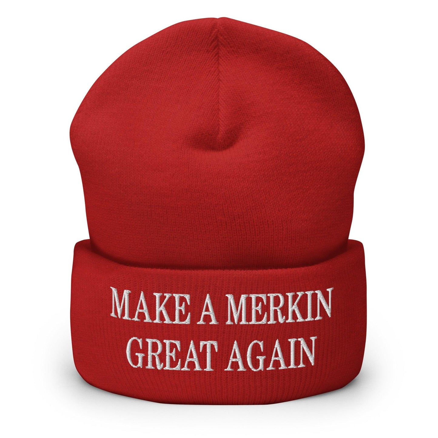 Make A Merkin Great Again Embroidered Knit Cuffed Beanie Red