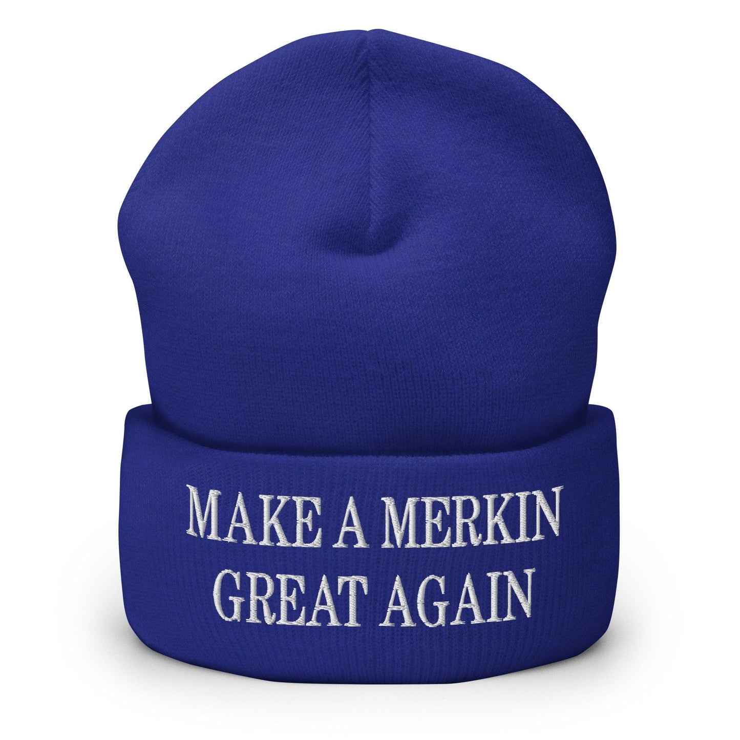 Make A Merkin Great Again Embroidered Knit Cuffed Beanie Royal