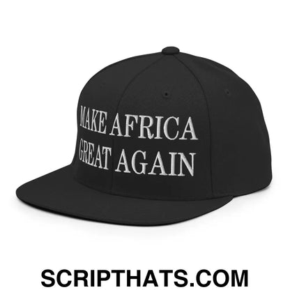 Make Africa Great Again Embroidered Flat Bill Brim Snapback Hat Black