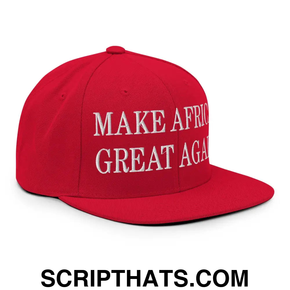 Make Africa Great Again Embroidered Flat Bill Brim Snapback Hat Red