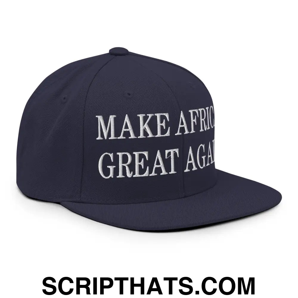 Make Africa Great Again Embroidered Flat Bill Brim Snapback Hat Navy