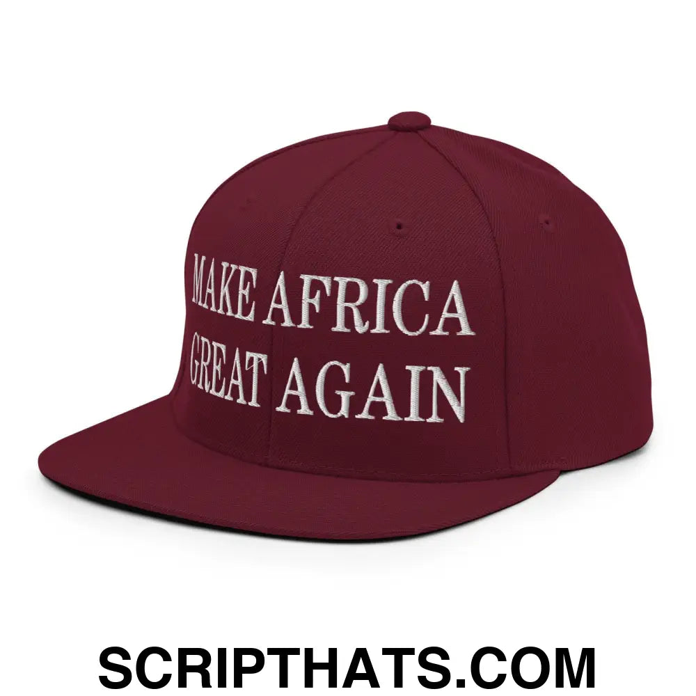 Make Africa Great Again Embroidered Flat Bill Brim Snapback Hat Maroon