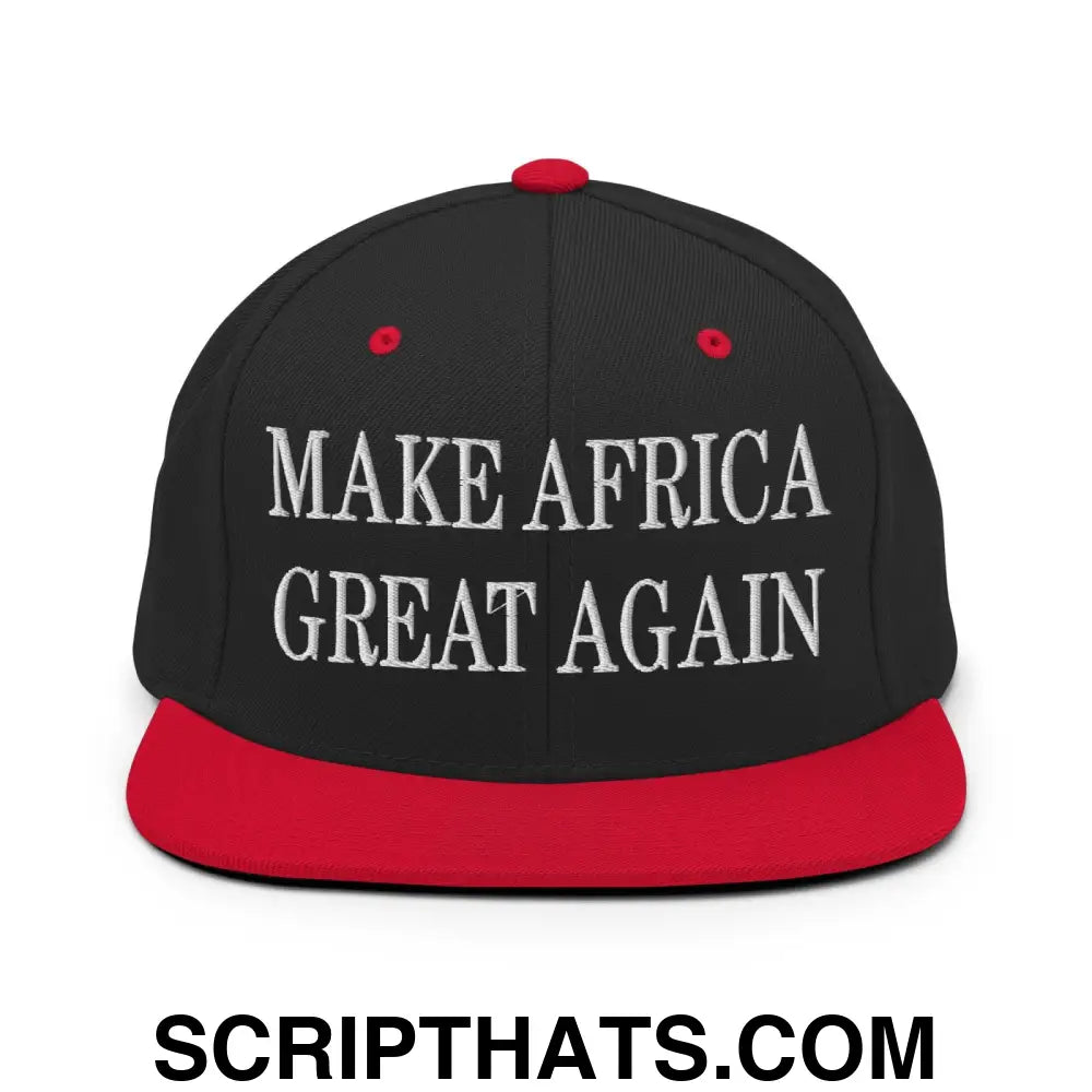 Make Africa Great Again Embroidered Flat Bill Brim Snapback Hat Black Red