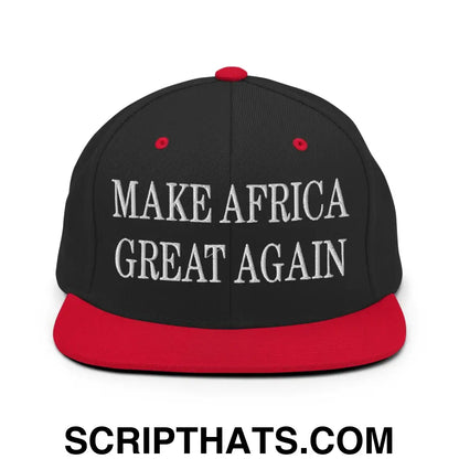 Make Africa Great Again Embroidered Flat Bill Brim Snapback Hat Black Red