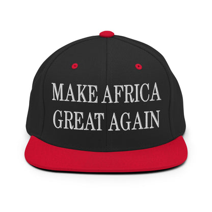 Make Africa Great Again Embroidered Flat Bill Brim Snapback Hat Black Red