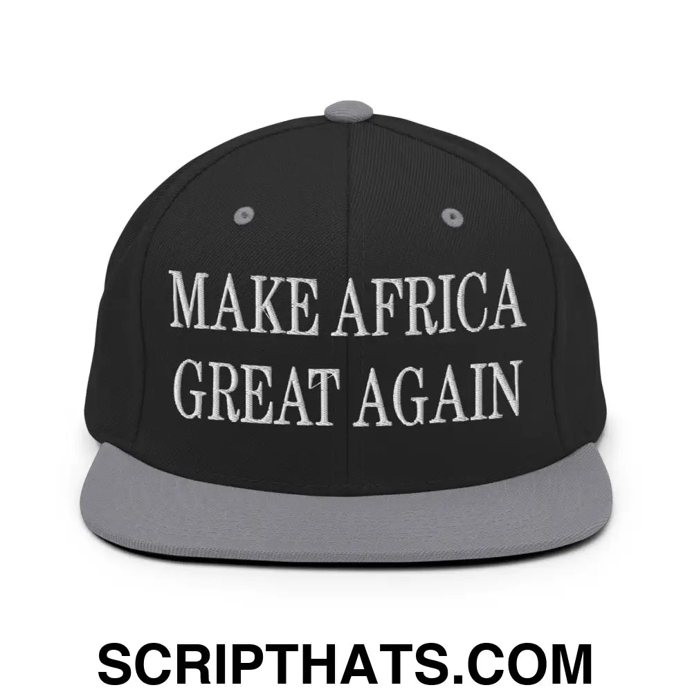 Make Africa Great Again Embroidered Flat Bill Brim Snapback Hat Black Silver