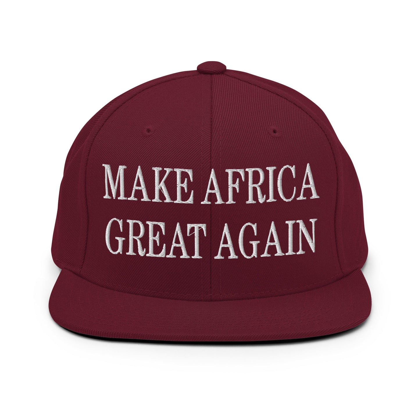 Make Africa Great Again Embroidered Flat Bill Brim Snapback Hat Maroon