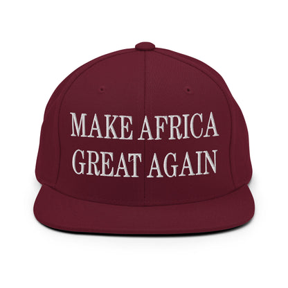 Make Africa Great Again Embroidered Flat Bill Brim Snapback Hat Maroon