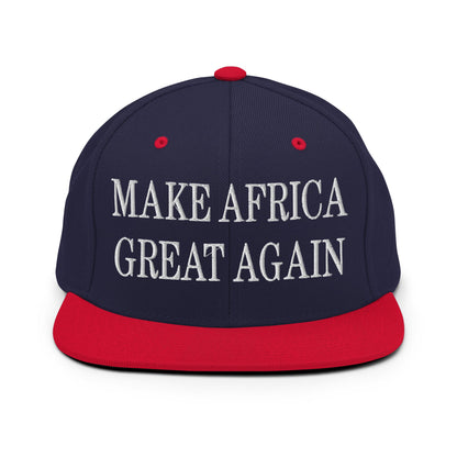 Make Africa Great Again Embroidered Flat Bill Brim Snapback Hat Navy Red