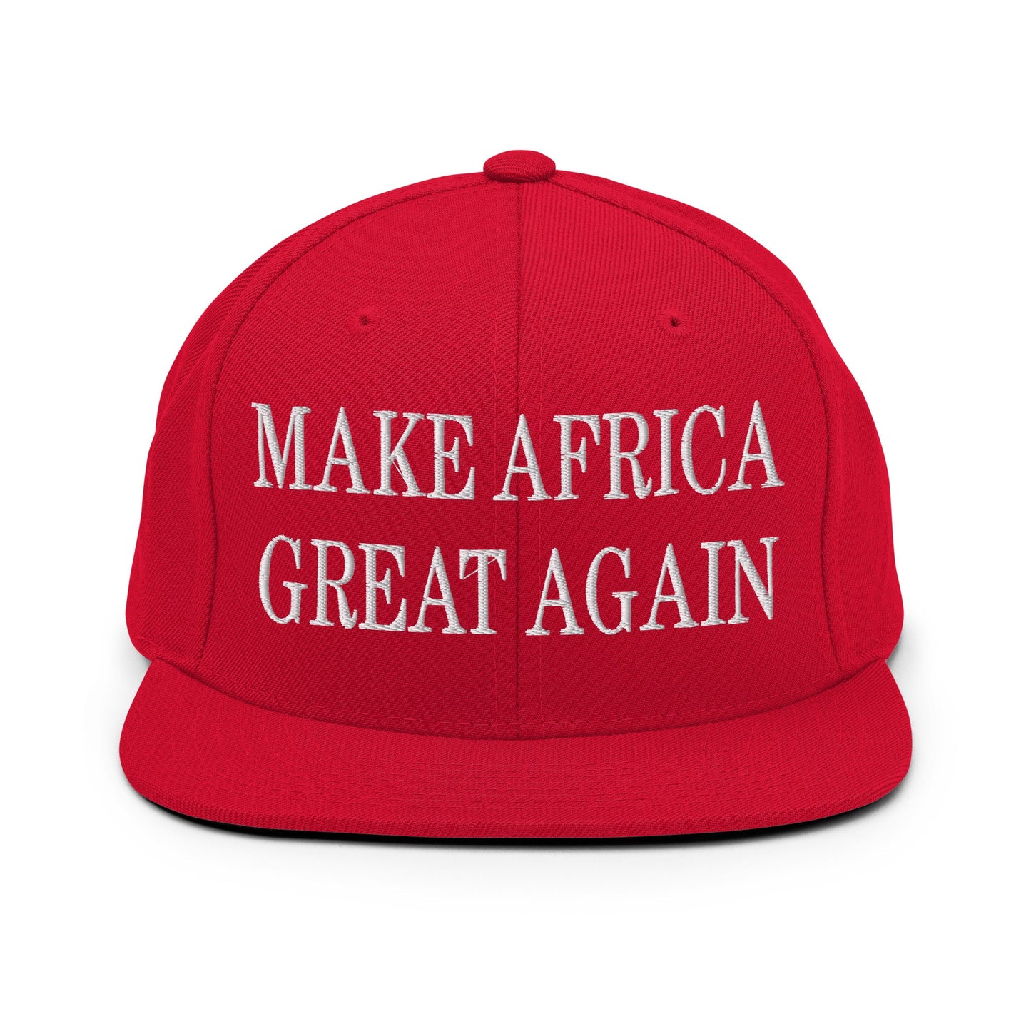 Make Africa Great Again Embroidered Flat Bill Brim Snapback Hat Red