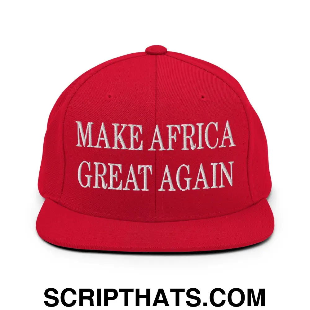 Make Africa Great Again Embroidered Flat Bill Brim Snapback Hat Red