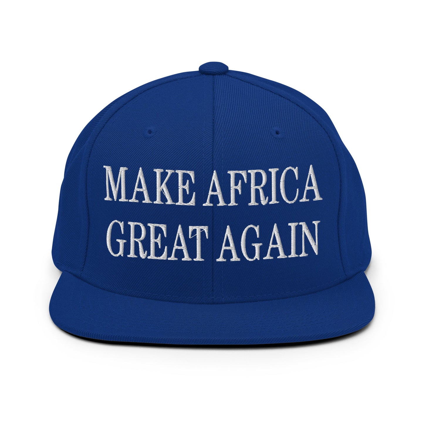 Make Africa Great Again Embroidered Flat Bill Brim Snapback Hat Royal Blue