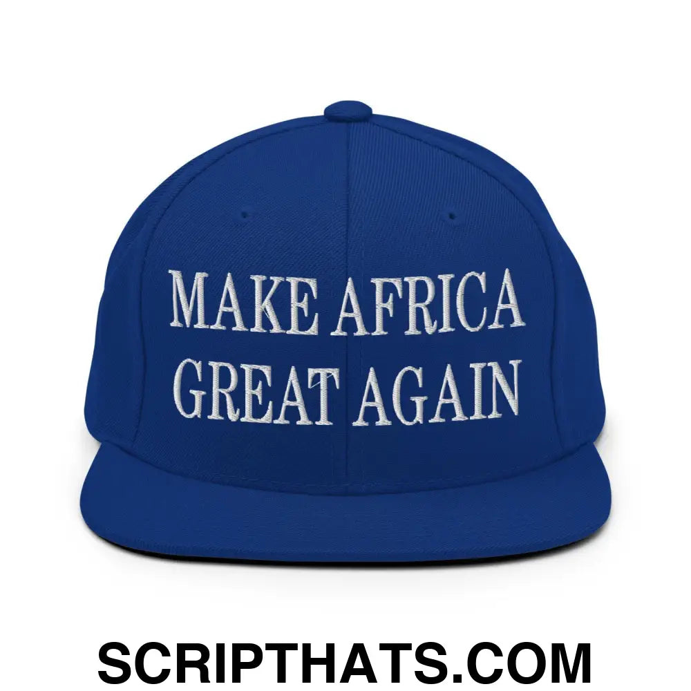 Make Africa Great Again Embroidered Flat Bill Brim Snapback Hat Royal Blue