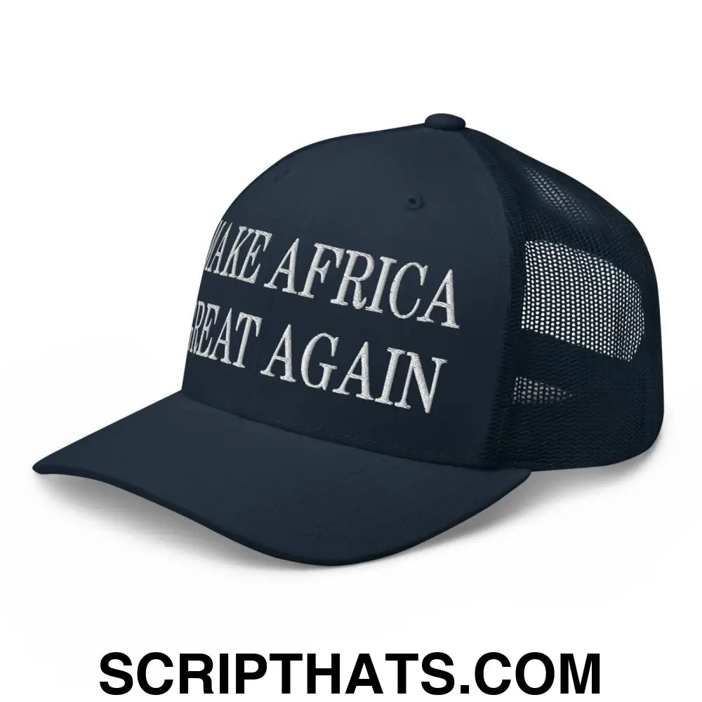 Make Africa Great Again Embroidered Mesh Trucker Hat Navy