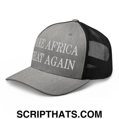 Make Africa Great Again Embroidered Mesh Trucker Hat Heather Black