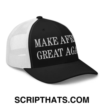 Make Africa Great Again Embroidered Mesh Trucker Hat Black White