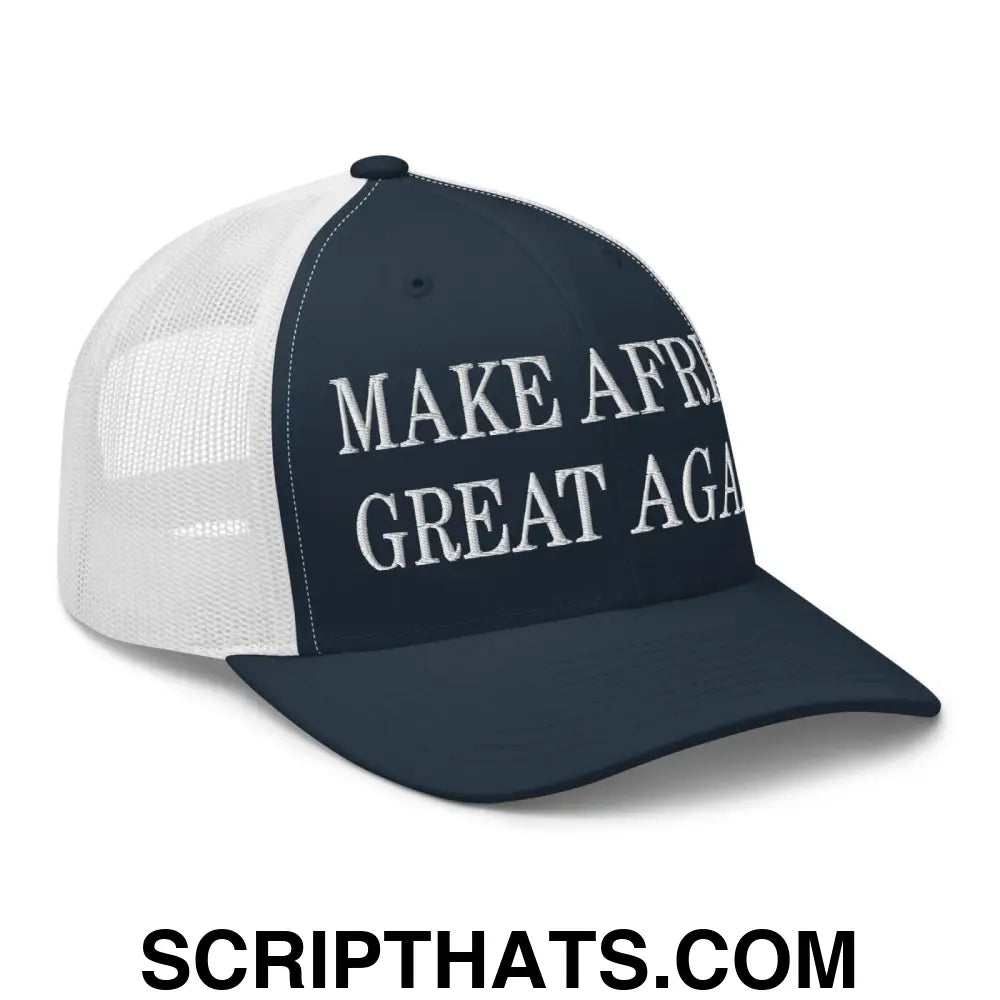 Make Africa Great Again Embroidered Mesh Trucker Hat Navy White