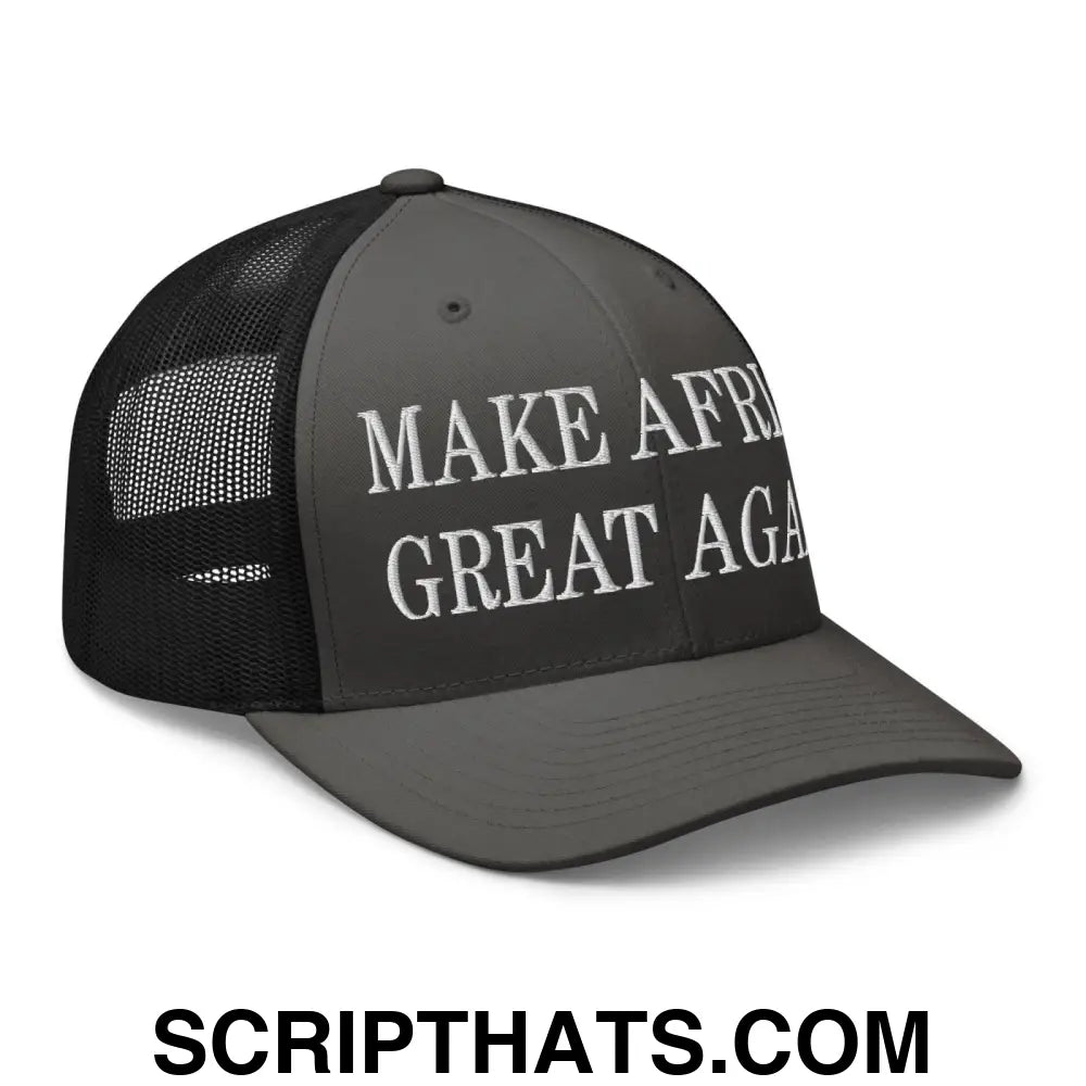 Make Africa Great Again Embroidered Mesh Trucker Hat Charcoal Black