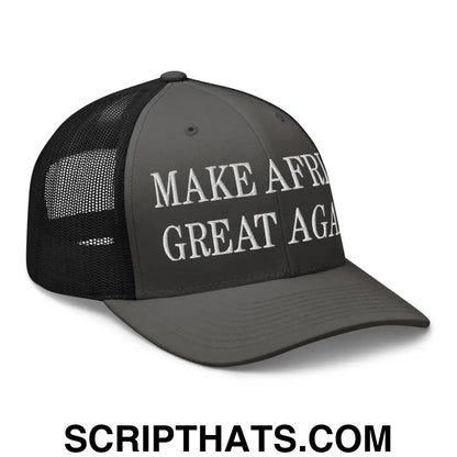 Make Africa Great Again Embroidered Mesh Trucker Hat Charcoal Black