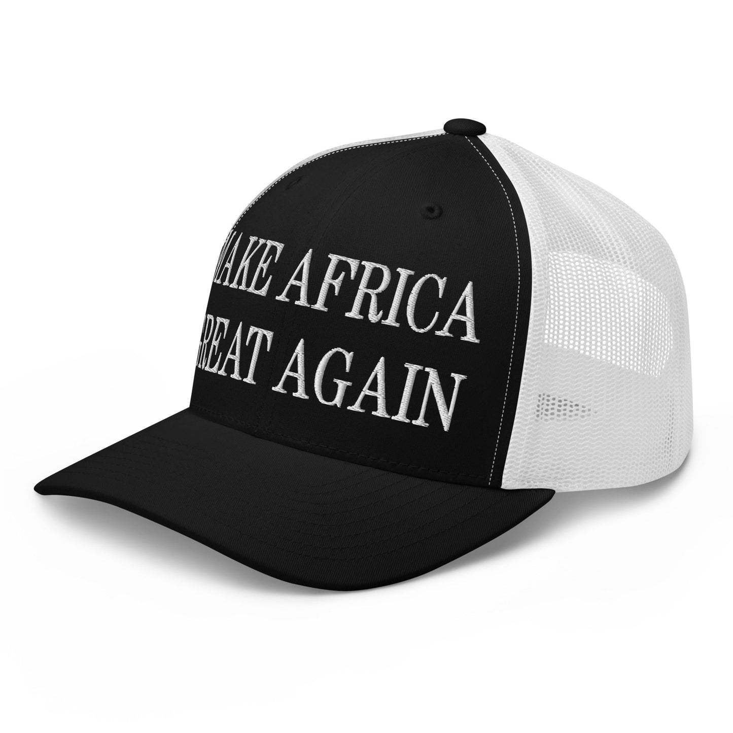 Make Africa Great Again Embroidered Mesh Trucker Hat Black White