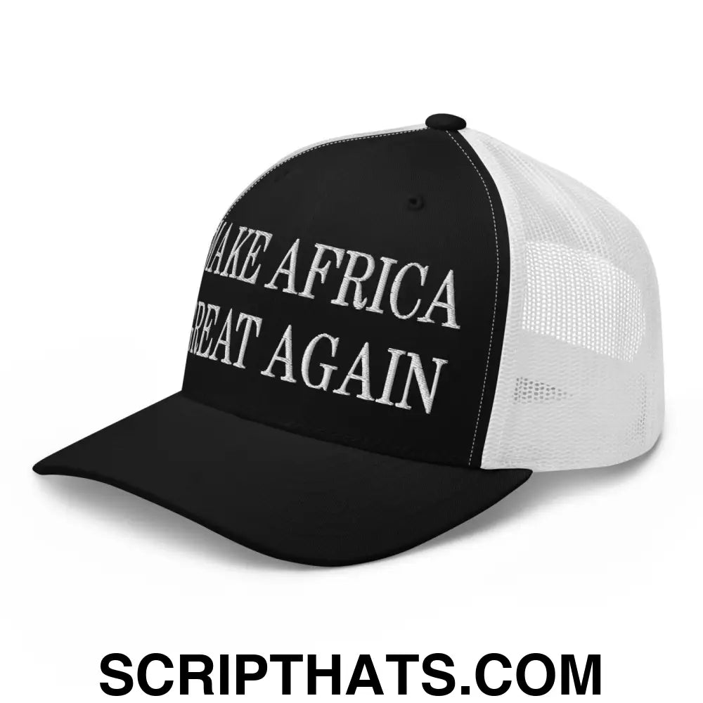 Make Africa Great Again Embroidered Mesh Trucker Hat Black White